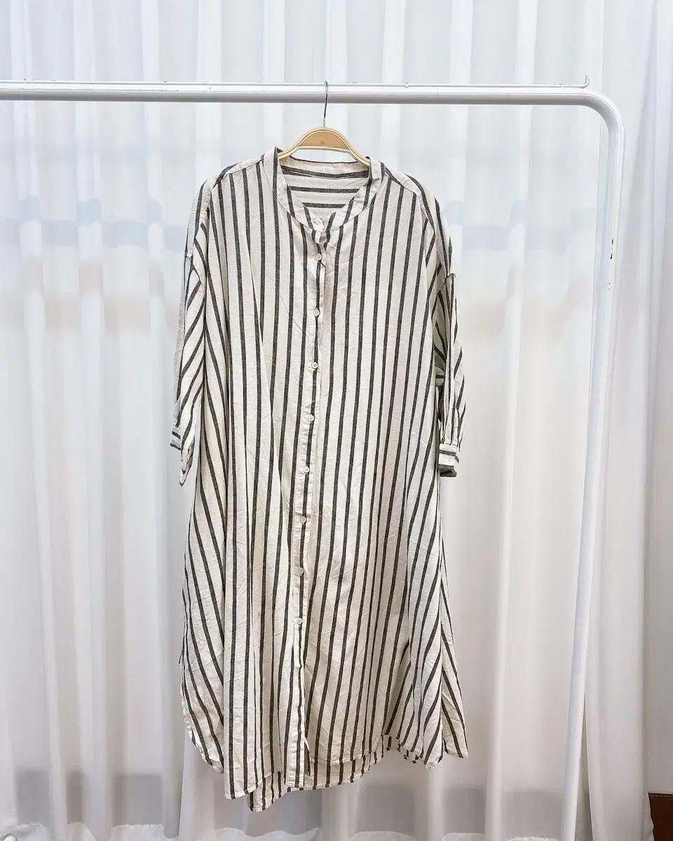 린넨 스트라이프 셔츠원피스