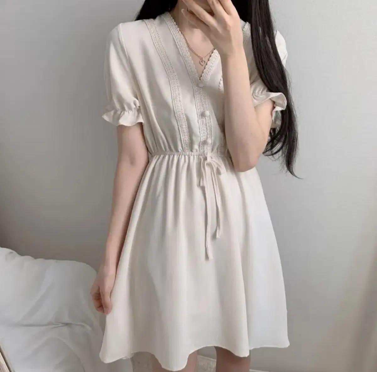 [급처/키작녀 추천] 아이보리 여름 미니원피스