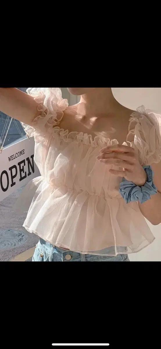 여름블라우스 쉬폰블라우스 오간자블라우스 망사 시스루블라우스 발레코어룩 새