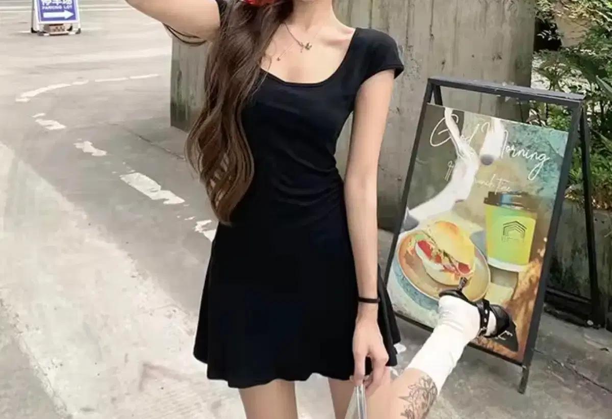 여름 시원재질 발레코어 미니 원피스