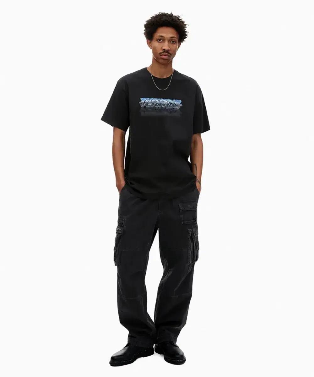 디스이즈네버댓 메탈릭 로고 반팔 블랙 L