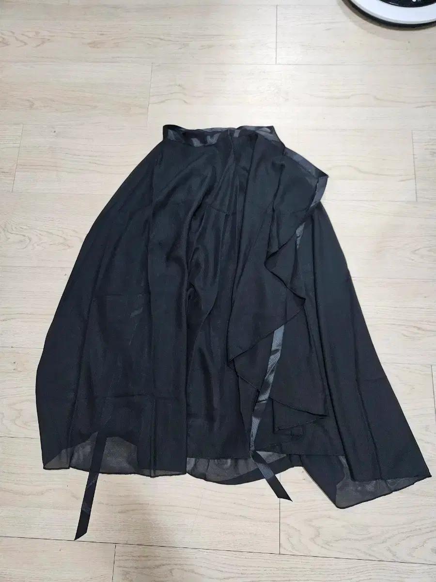 (새상품) 무용 발레 쉬폰 랩스커트 블랙