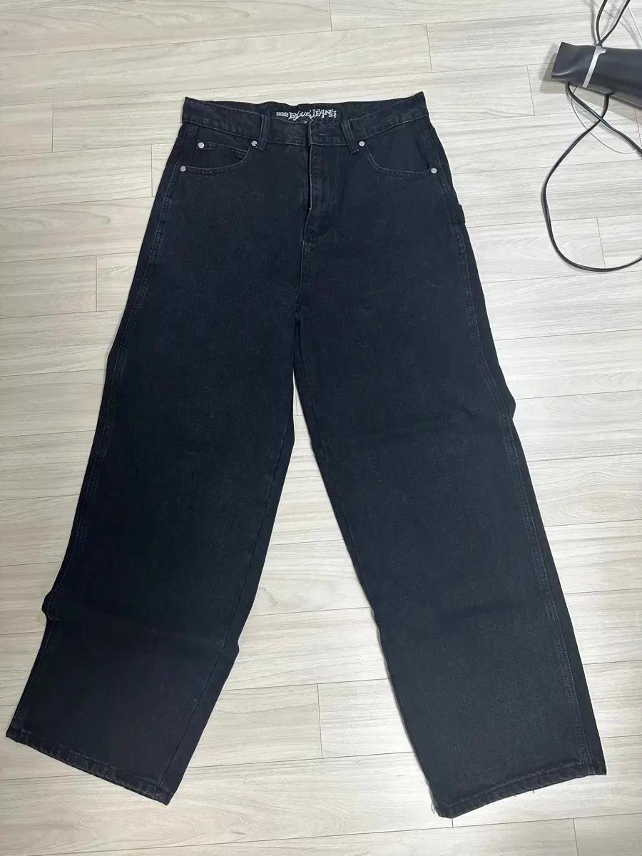 Suade baggy denim black