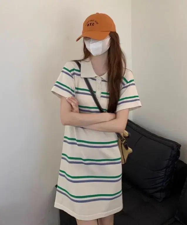 여름 데일리룩 추천 카라 스트라이프 원피스 (새상품)