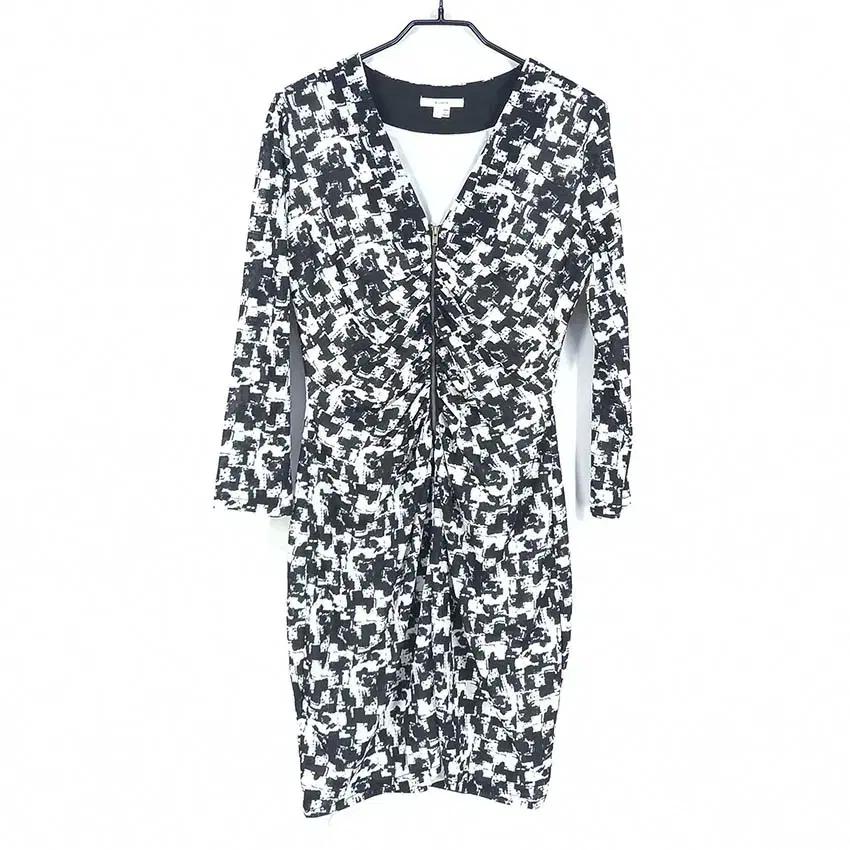 블로썸 여름 8부소매 딥V넥 슬림핏 미니원피스 블랙 (HU39269)