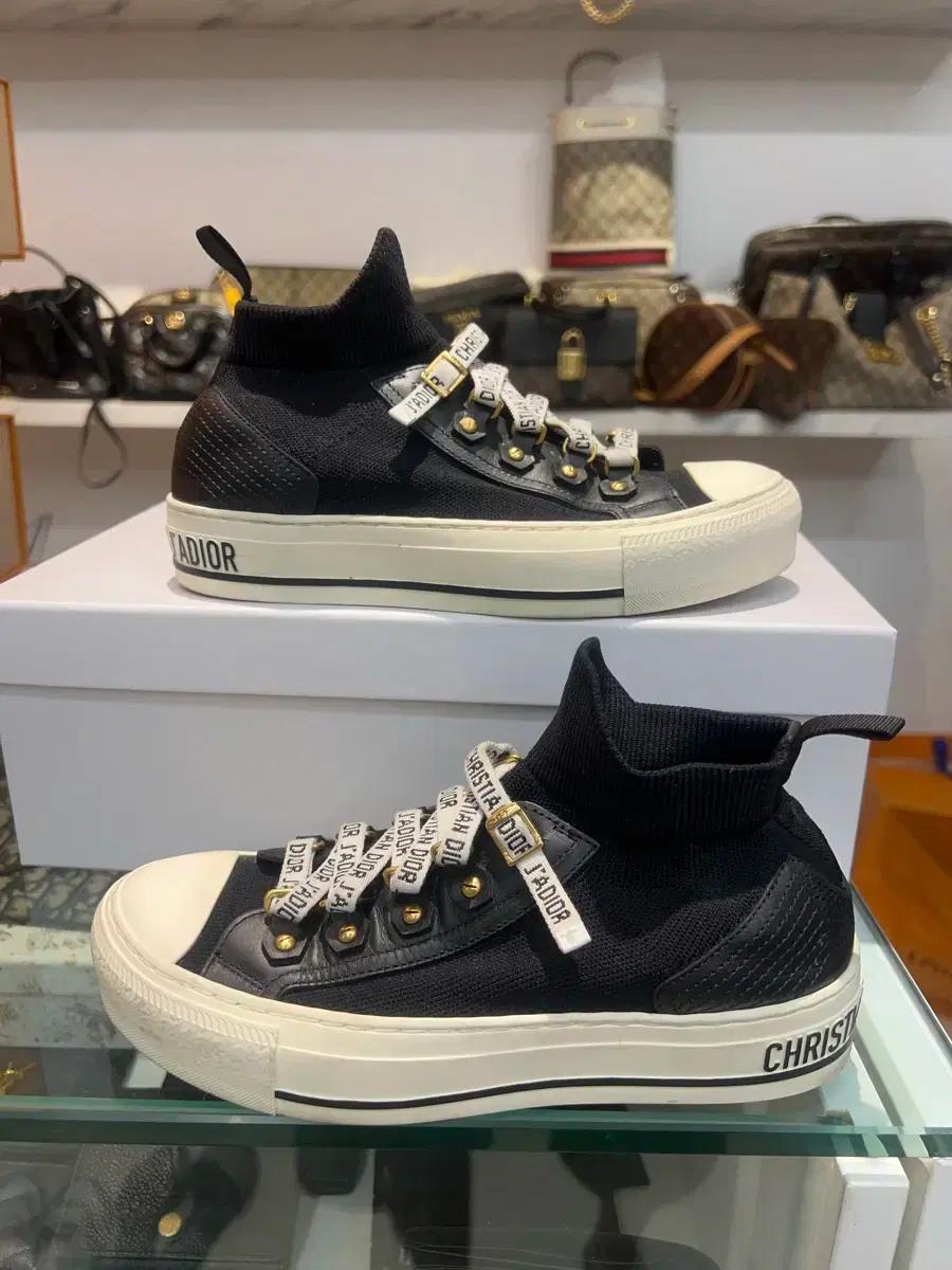 (34.5) 디올 테크니컬 까나쥬 워크앤디올 니트 스니커즈 여성 블랙