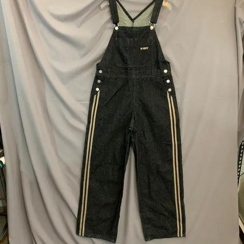 S 널디 NY 흑청 데님 오버롤 멜빵 점프수트