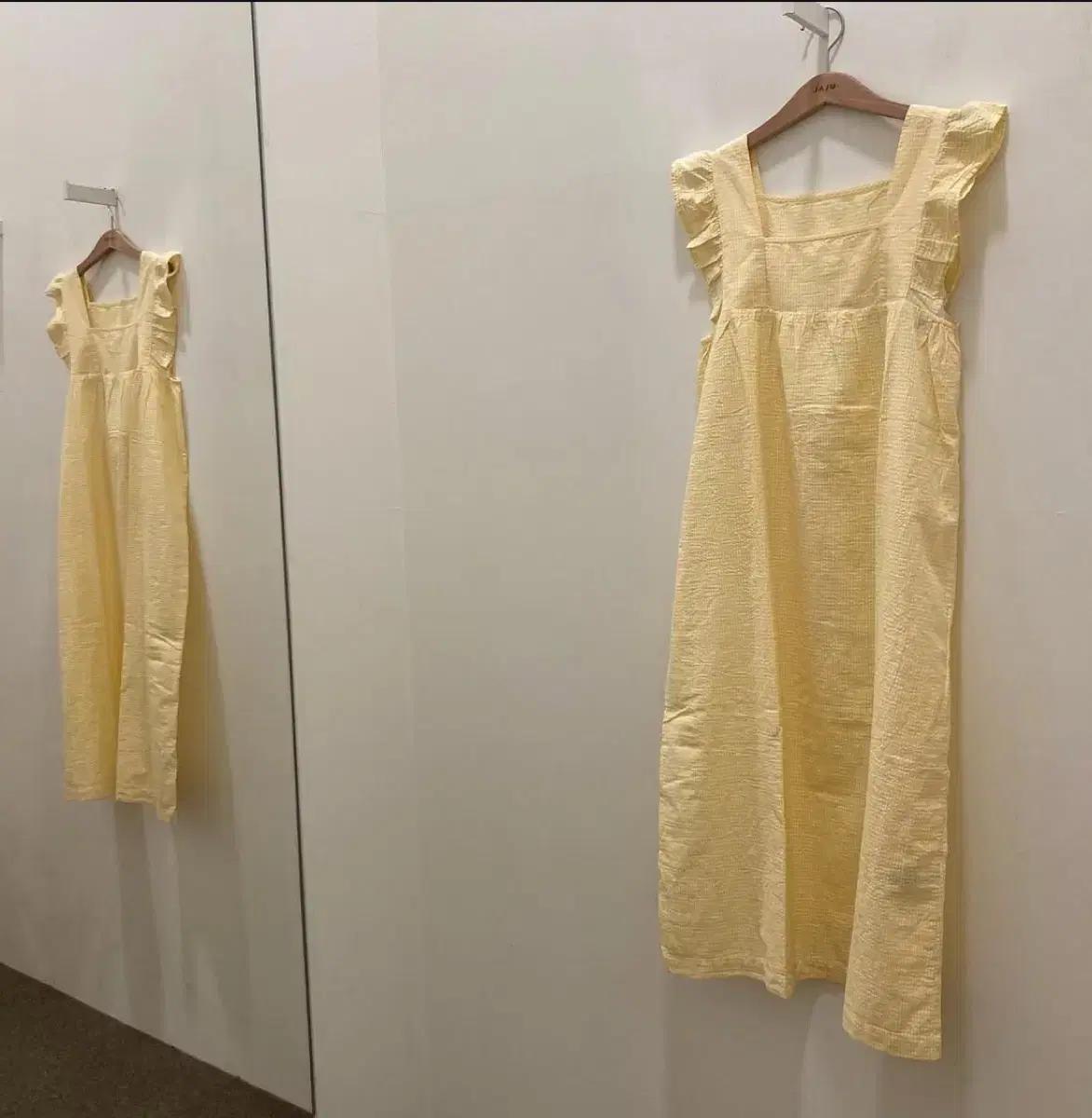 자주 원피스 잠옷 파자마 홈웨어 free size 체크무늬 민소매