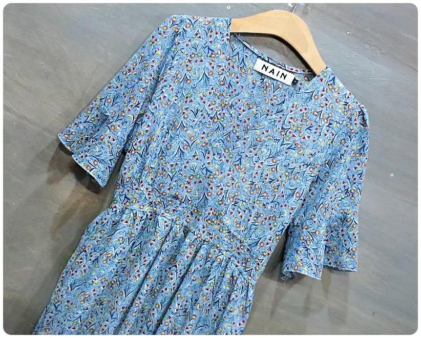 NAIN 나인 플로랄 쉬폰 반팔 랩 원피스 (여성F)