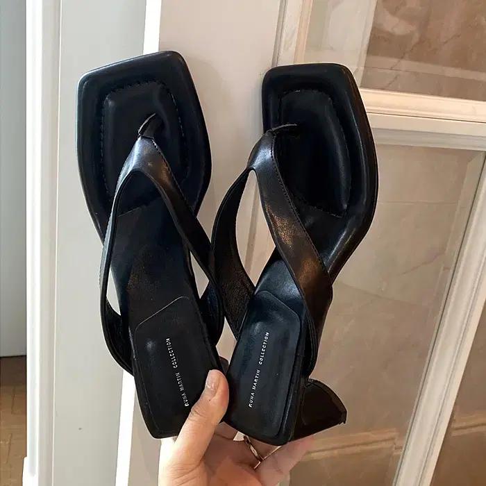 여성 쪼리 힐 슬리퍼 발편한 샌들 푹신한쿠션 6cm굽 3color 새상품