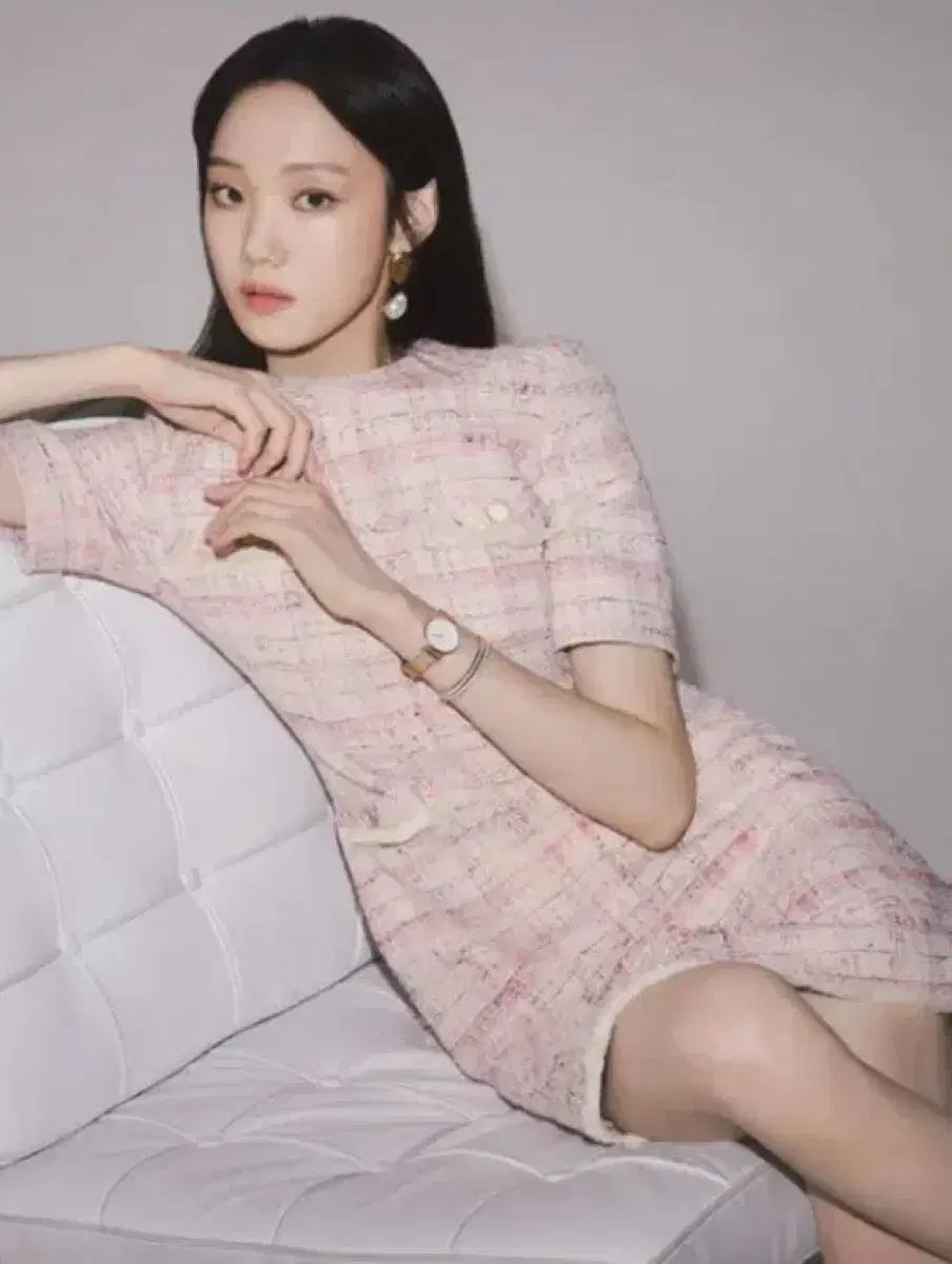 프론트로우 프린지 트위드 미니 드레스 원피스 반팔 여름 하객룩