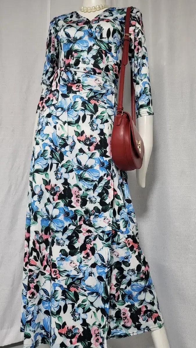 푸른 저지랩 원피스..반품 43-49 길이 130