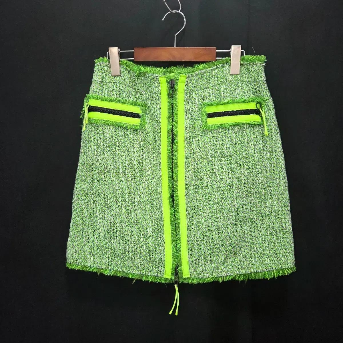 [SJYP] 한섬 네온 트위드 지퍼 포켓 스커트 여성 M