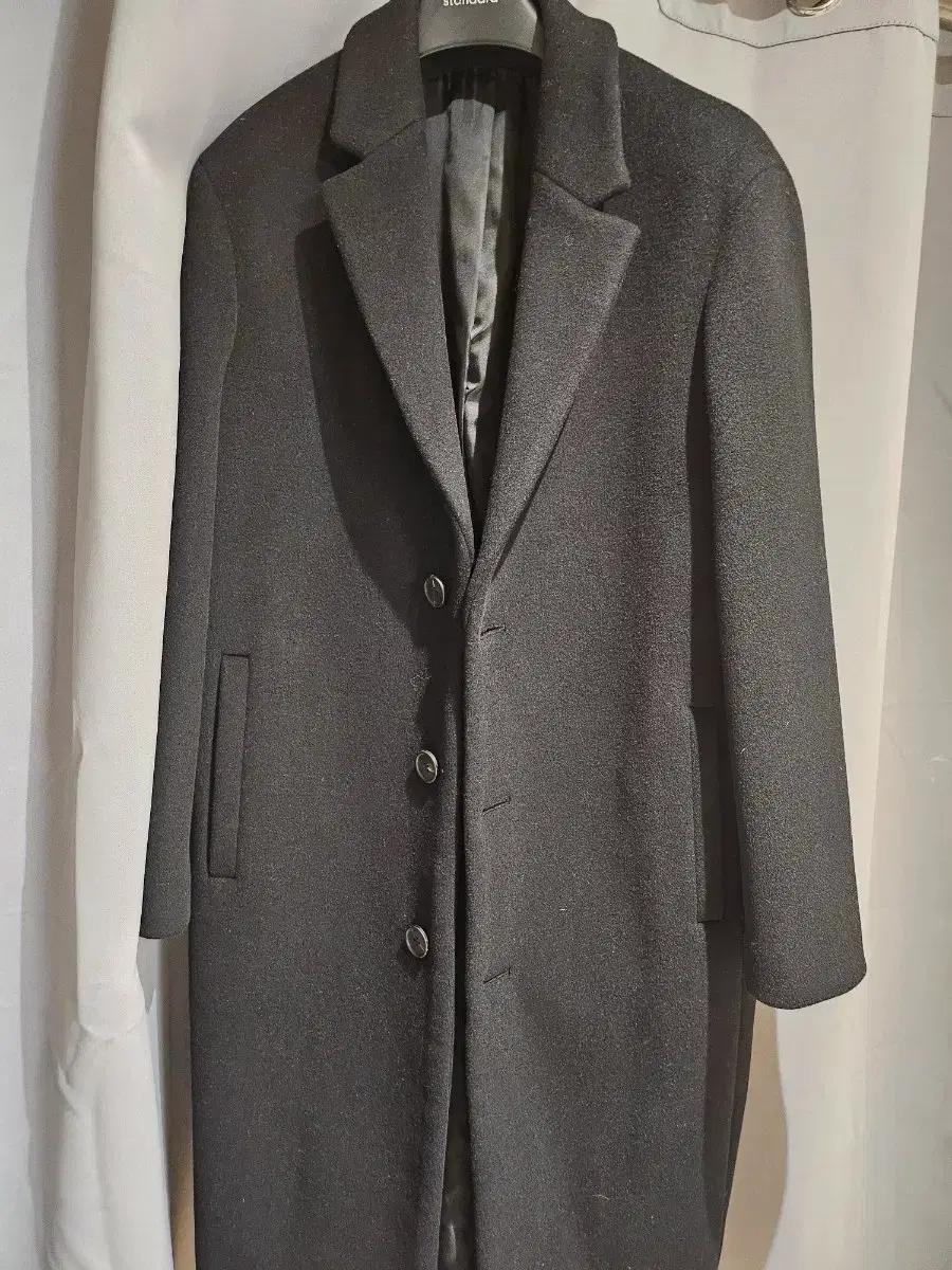 무탠다드 캐시미어 블렌드 오버사이즈 싱글 코트 블랙 M