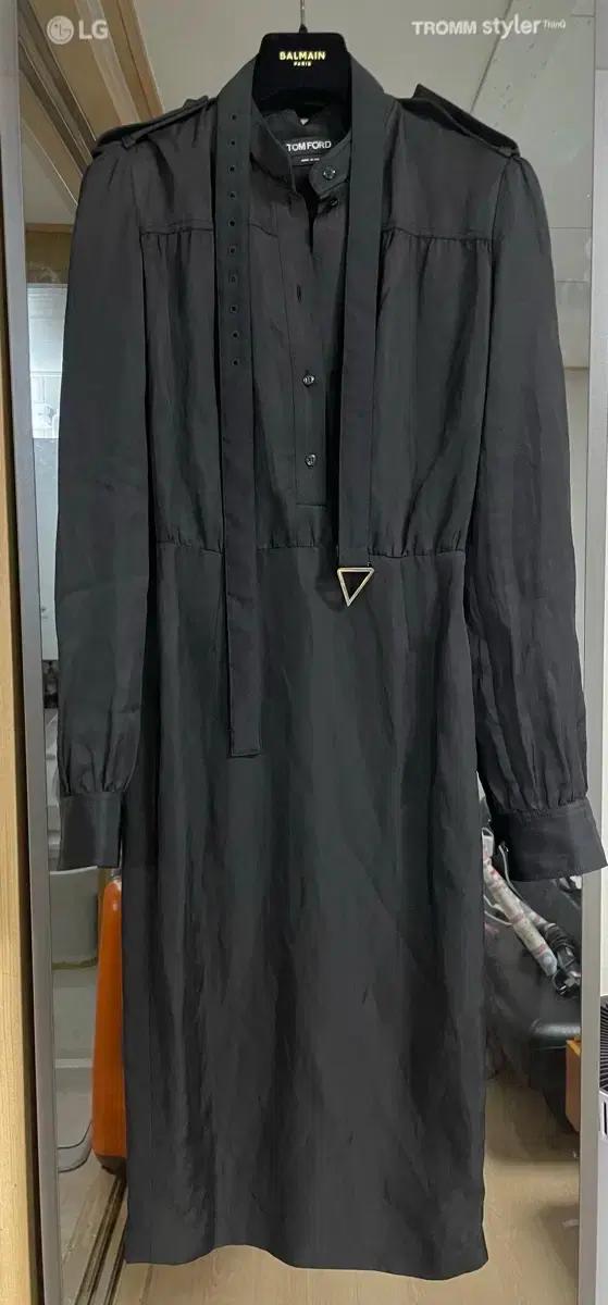 톰포드 리넨 블랙 셔츠 원피스 36