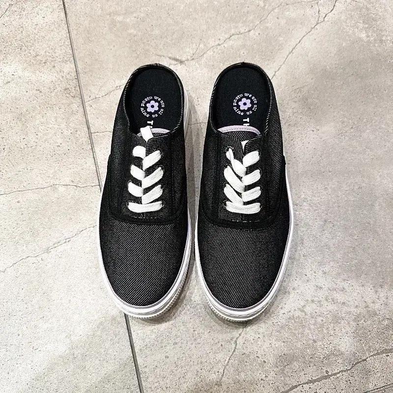 (정품/새상품) 폼 더 스토어 여성 블랙 데님 플랫폼 뮬 스니커즈