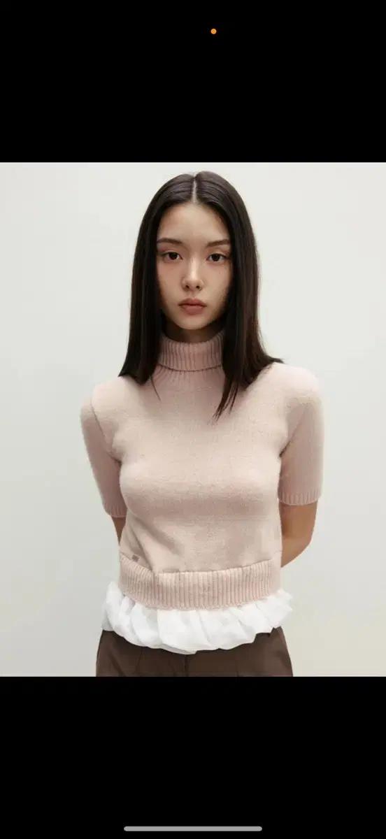 더티스 thetis 터틀넥 쉬폰 니트