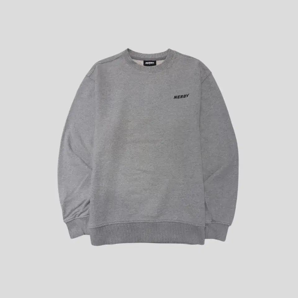 널디 그레이 블랙 로고 암패치 코튼 스웻 맨투맨 티셔츠 M