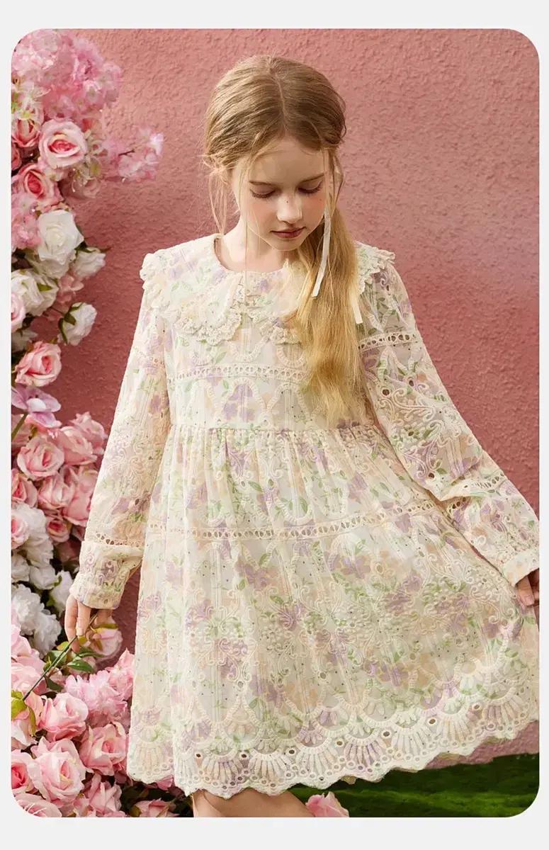 [새상품] ASK 봄꽃 프릴 둥근 카라 베이비돌 원피스 (성인55)