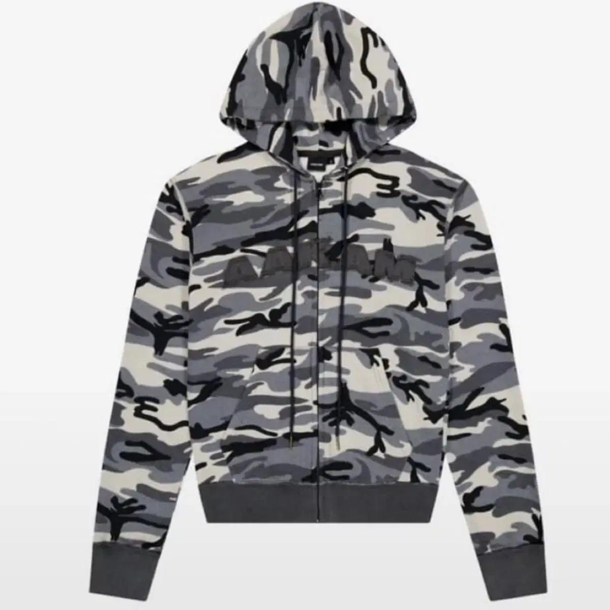 AAKAM Contrast Logo Zip-Up Hoodie (gray)