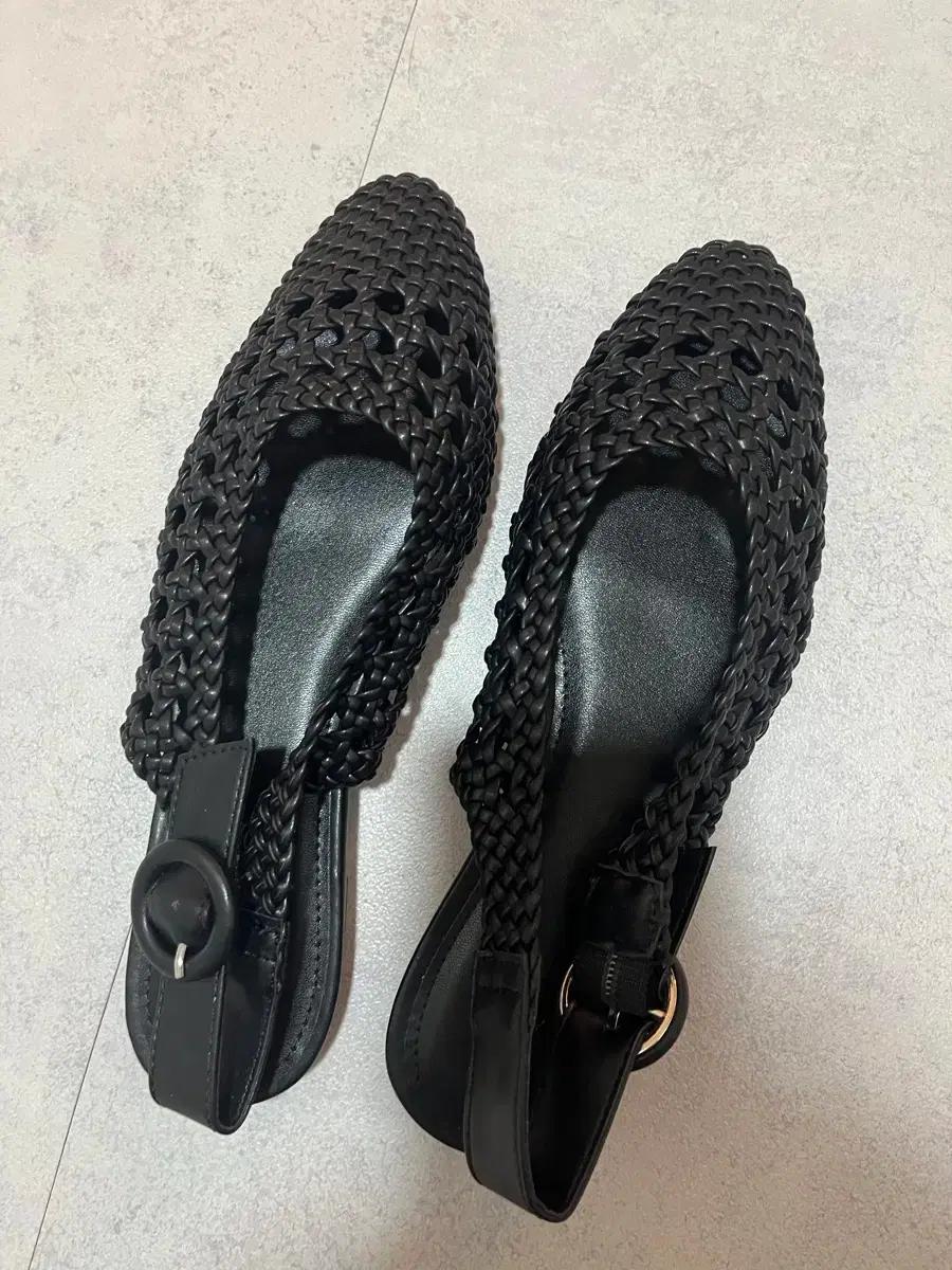 H&m 여성 뮬 슬링백 슬리퍼 라탄 35사이즈