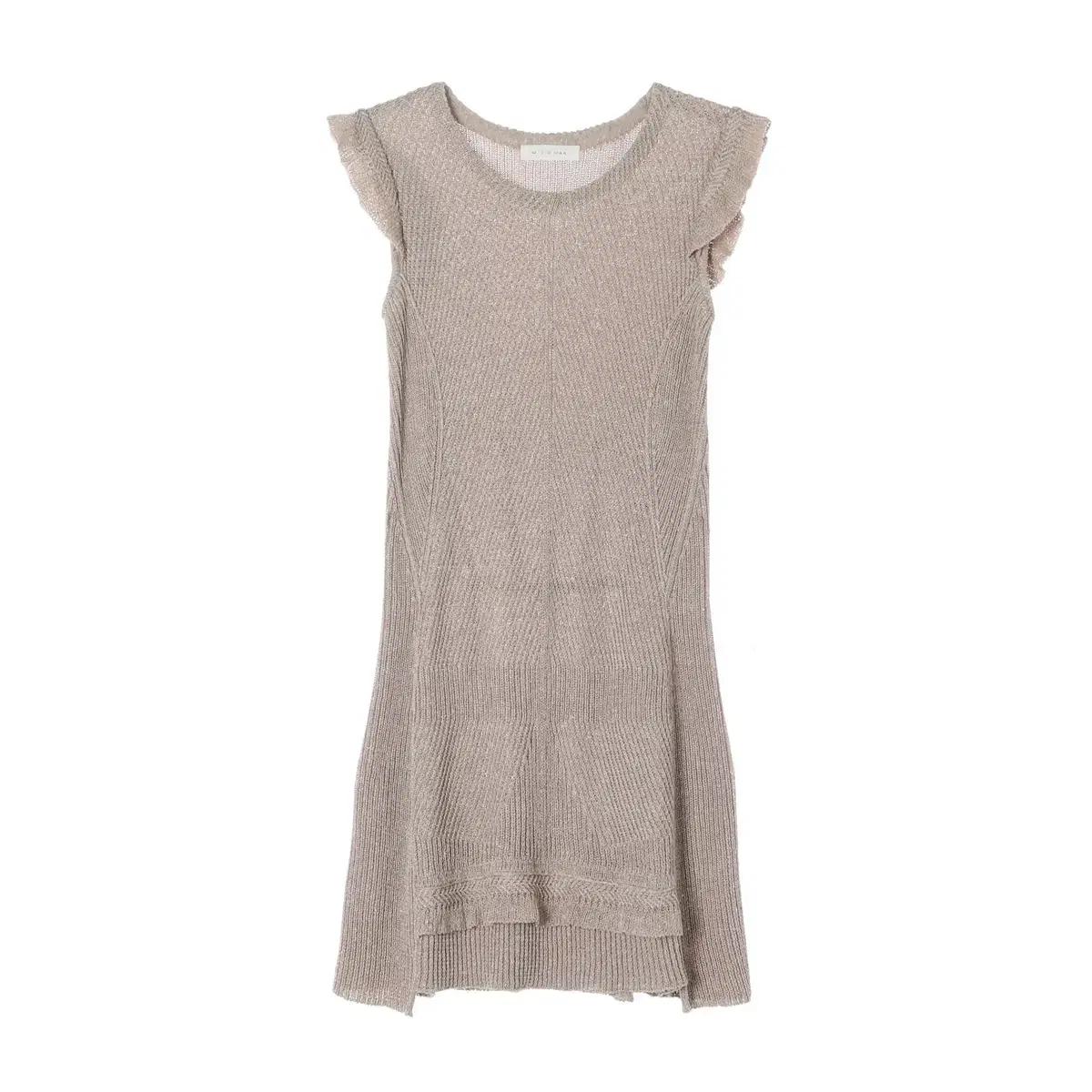 [M]미샤 린넨 베이지 러플 민소매 롱 니트원피스