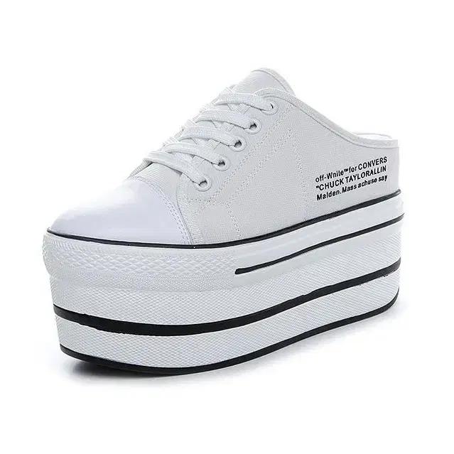 [새제품] 11cm 여성 키높이 운동화 뮬 슬리퍼(230, 화이트)