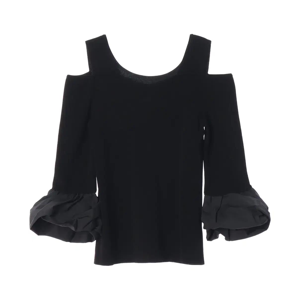 [S]오브제 퍼프소매 컷아웃 오프숄더 니트 블라우스