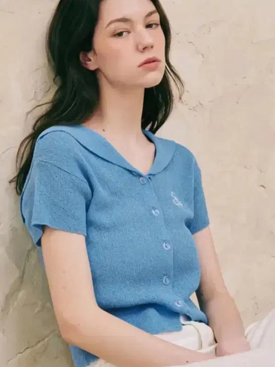 론론 SAILOR BOUCLE SUMMER CARDIGAN BLUE