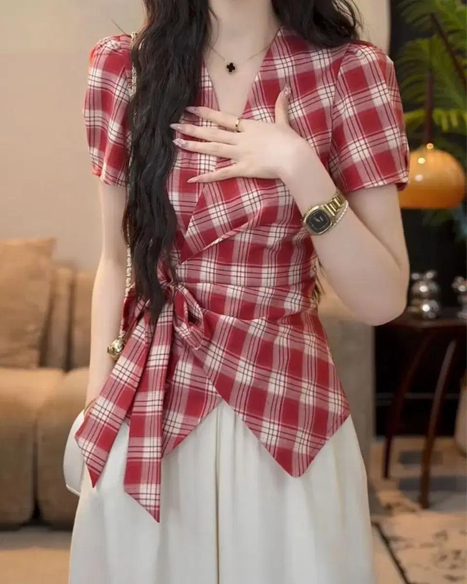 체크 스트랩 셔츠(L)+민소매 플레어 롱원피스(L) SET