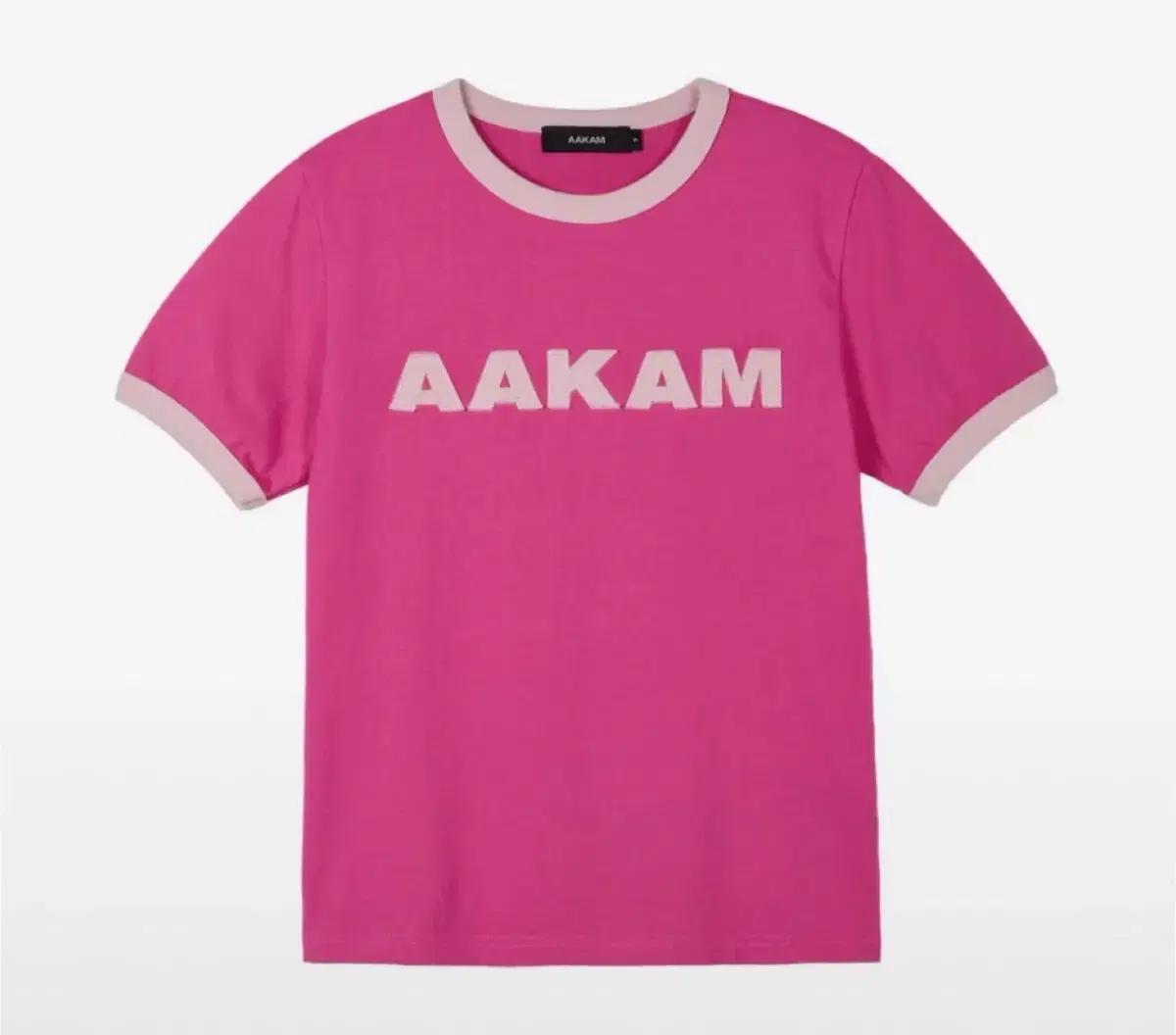 새상품!! AAKAM 아캄 로고 링거 티셔츠 핑크