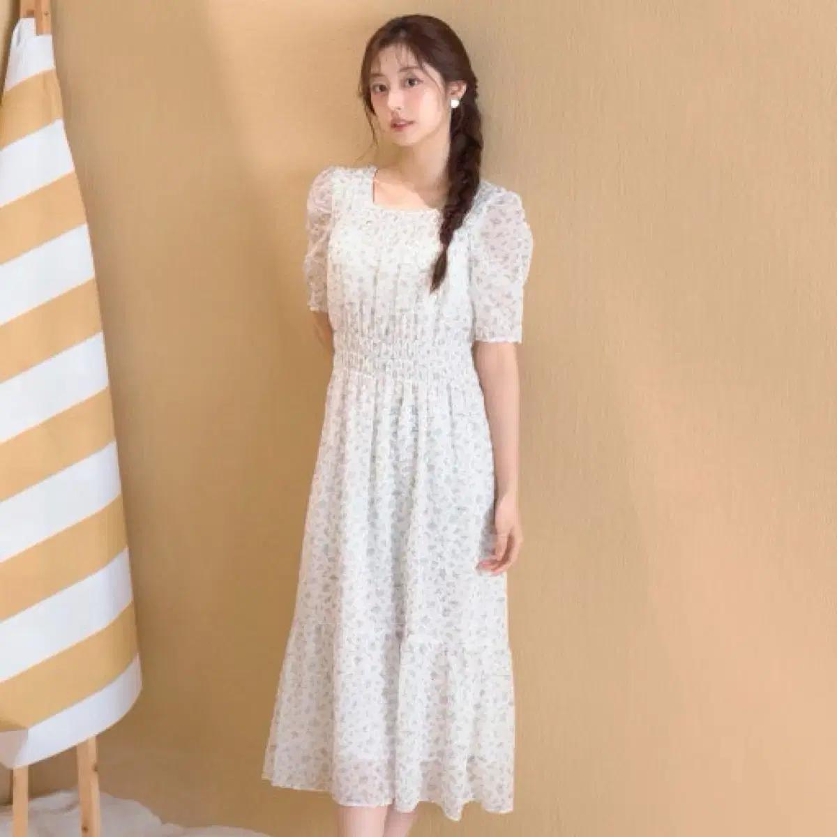 로엠 쉬폰 나염 스모킹 봄 여름 원피스