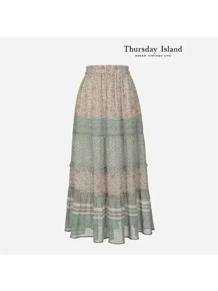 써스데이아일랜드 쉬폰 스커트 65S사이즈 택있는 새옷