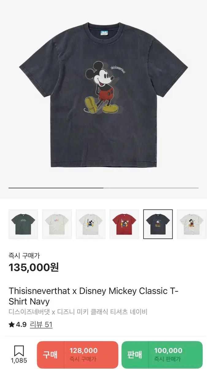 디스이즈네버댓 x 디즈니 미키마우스 클래식 티셔츠 네이비