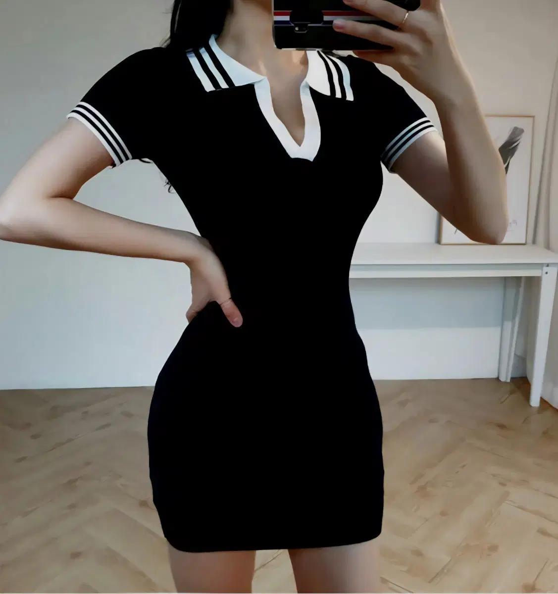 딱붙 타이트 카라원피스