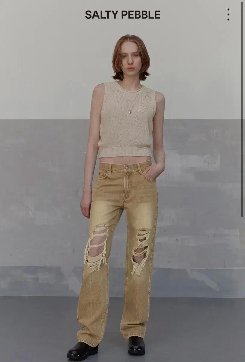 솔티페블 DESTROYED VINTAGE COLOR JEANS [BROW