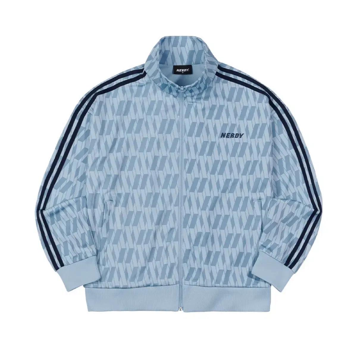 (새상품)널디 하늘색 심볼 패턴 트랙탑 s사이즈