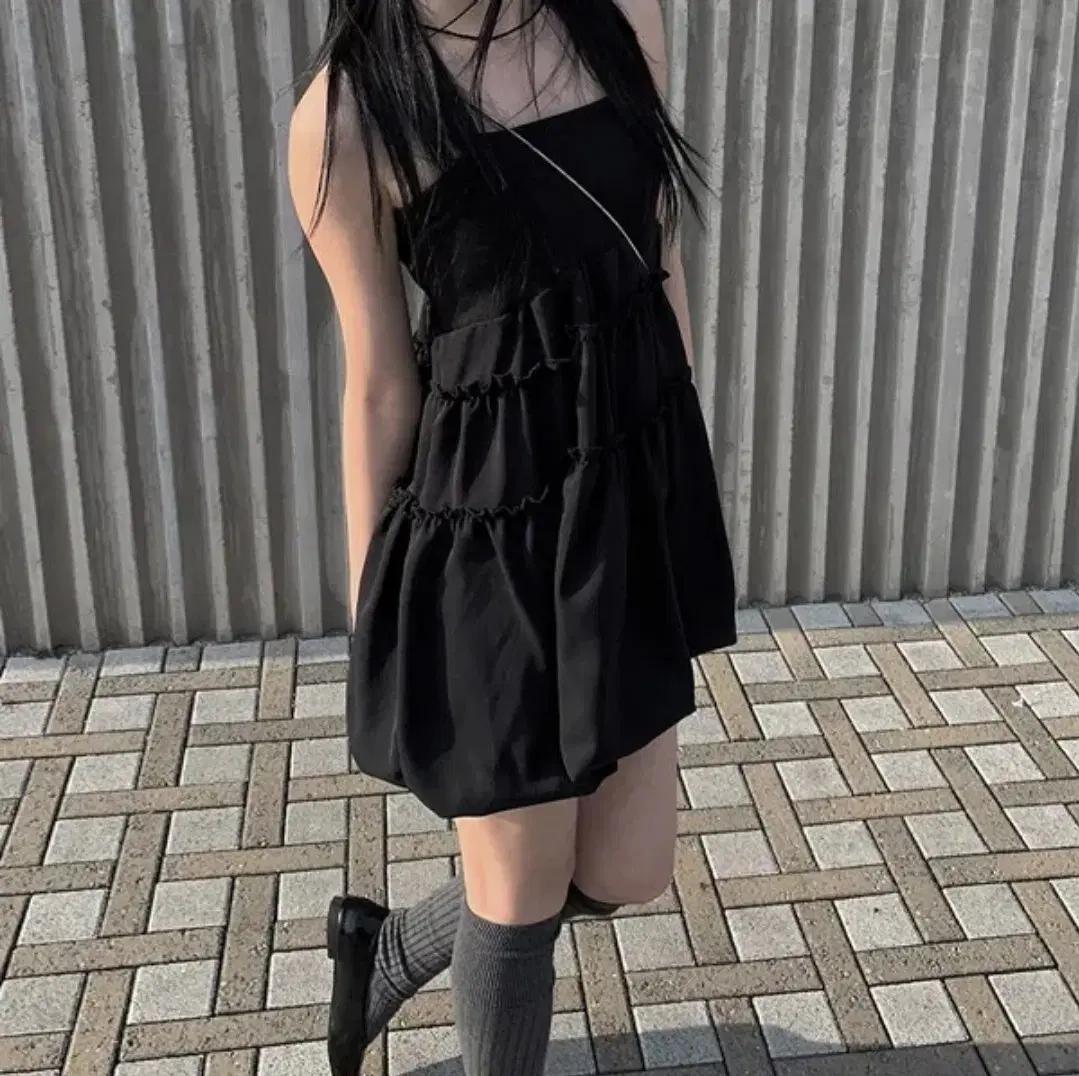 애니원모어 펌킨 나시 프릴 미니 레이어드 원피스 여름