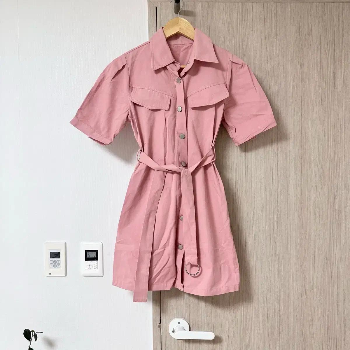 미니원피스겸 롱셔츠자켓 핑크