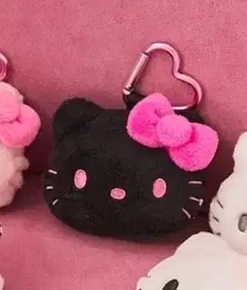 헬로키티 HELLO KITTY 마스코트 키링 페이스 블랙 핑크 키홀더