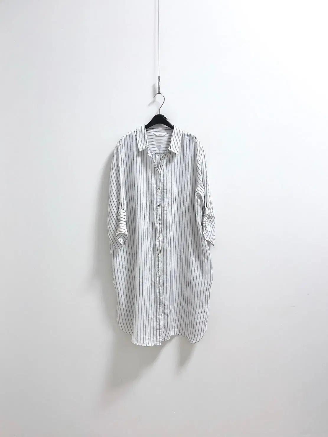 핑크아이 스트라이프 린넨 원피스겸 롱셔츠