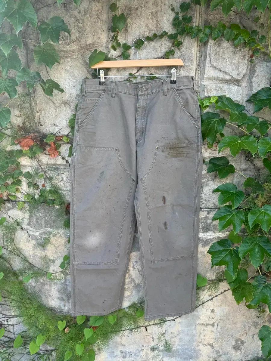 칼하트 distressed 더블니 그레이 카펜터 워크 팬츠 34