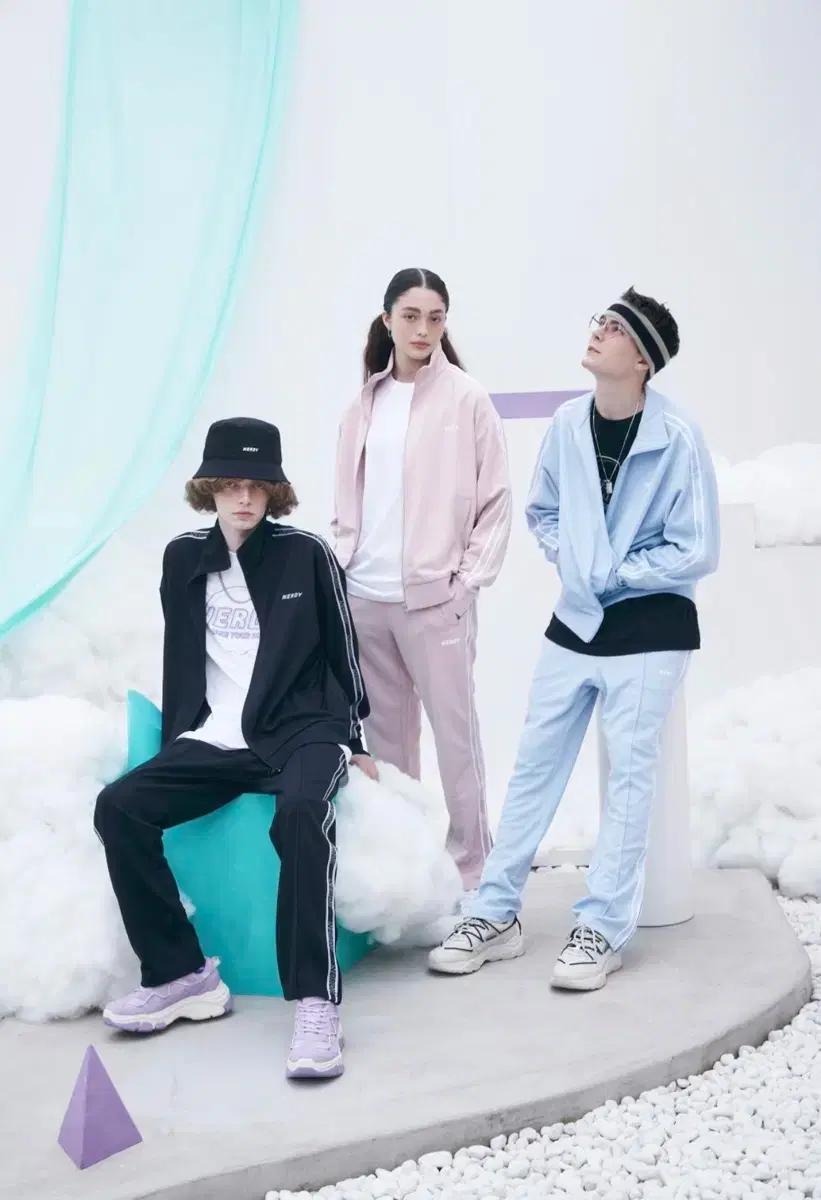 [택없는새상품]널디 로고 테잎 트랙 세트 핑크 S