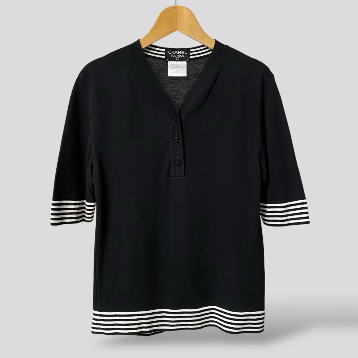 (여성36)90s CHANEL BOUTIQUE 샤넬 코튼 반팔니트