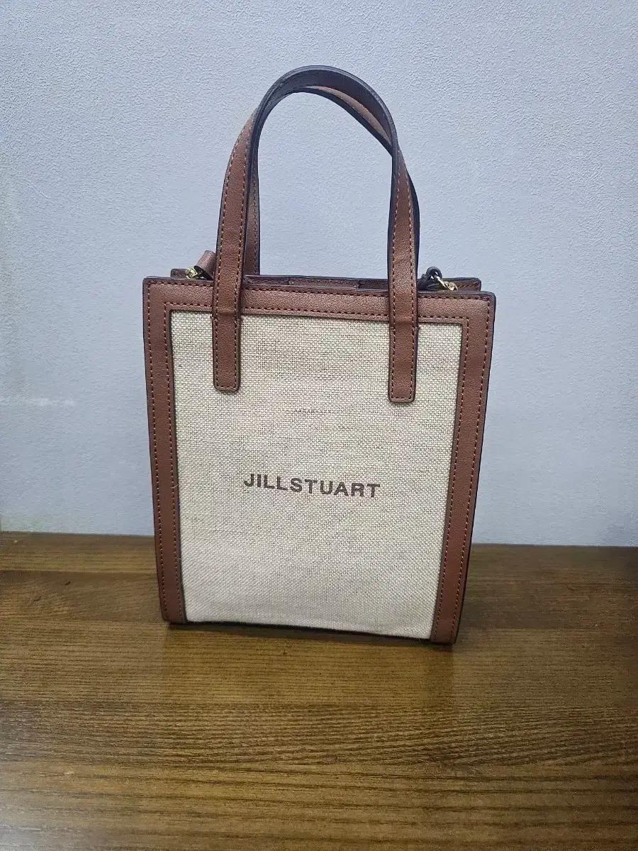 질스튜어트ACC]JABA2E666/브라운 가죽배색 린넨혼방 토트백