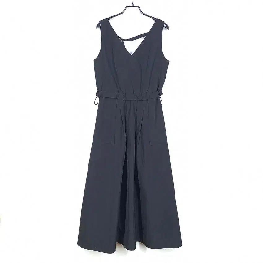 여성 허리밴딩 여름 민소매 바스락 롱원피스 블랙M (HU39725)