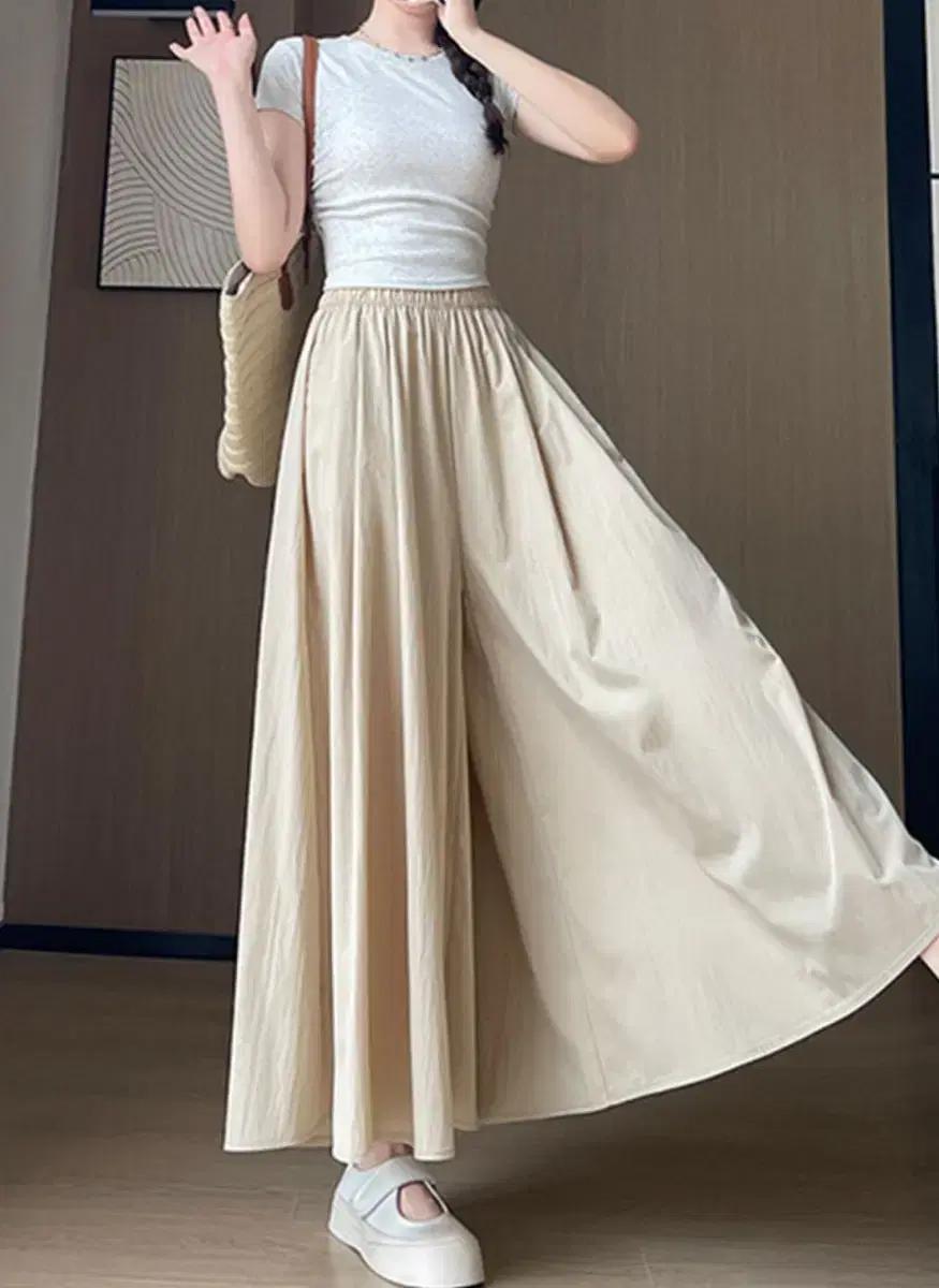 [새상품] 여성 쿨링 롱와이드 플레어 치마바지 1+1