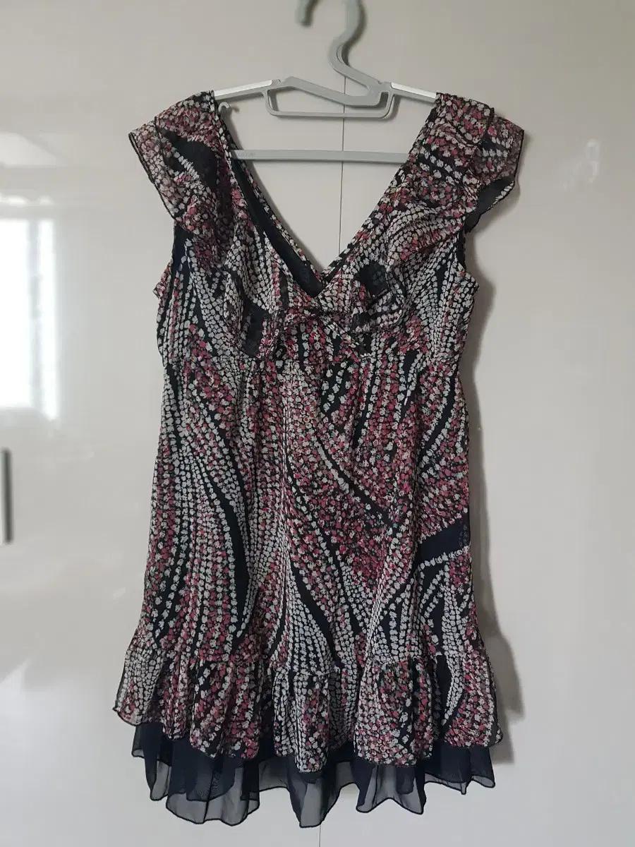 프린트 쉬폰 미니 원피스 새상품 66사이즈