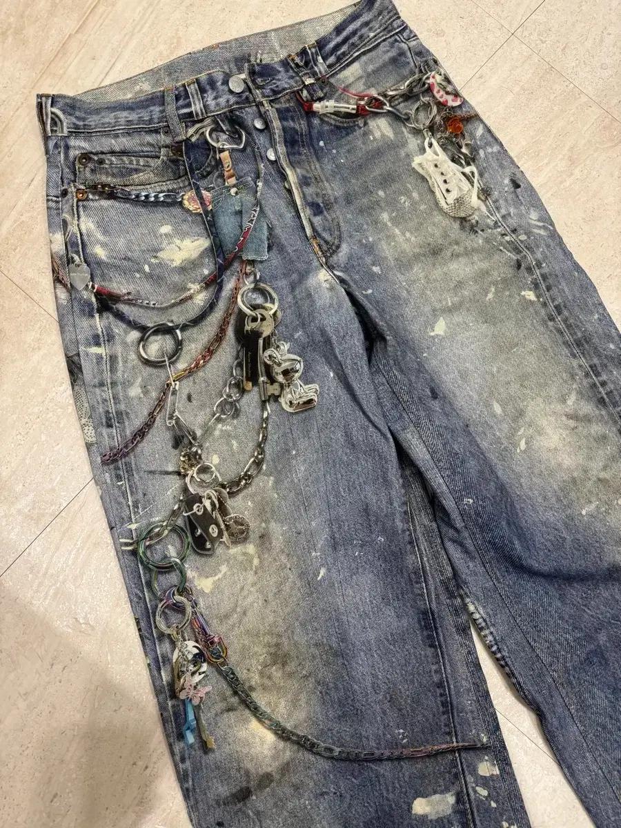 46(30-33)아크네스튜디오 트롱프뢰유 키체인 팬츠 디지털 프린트