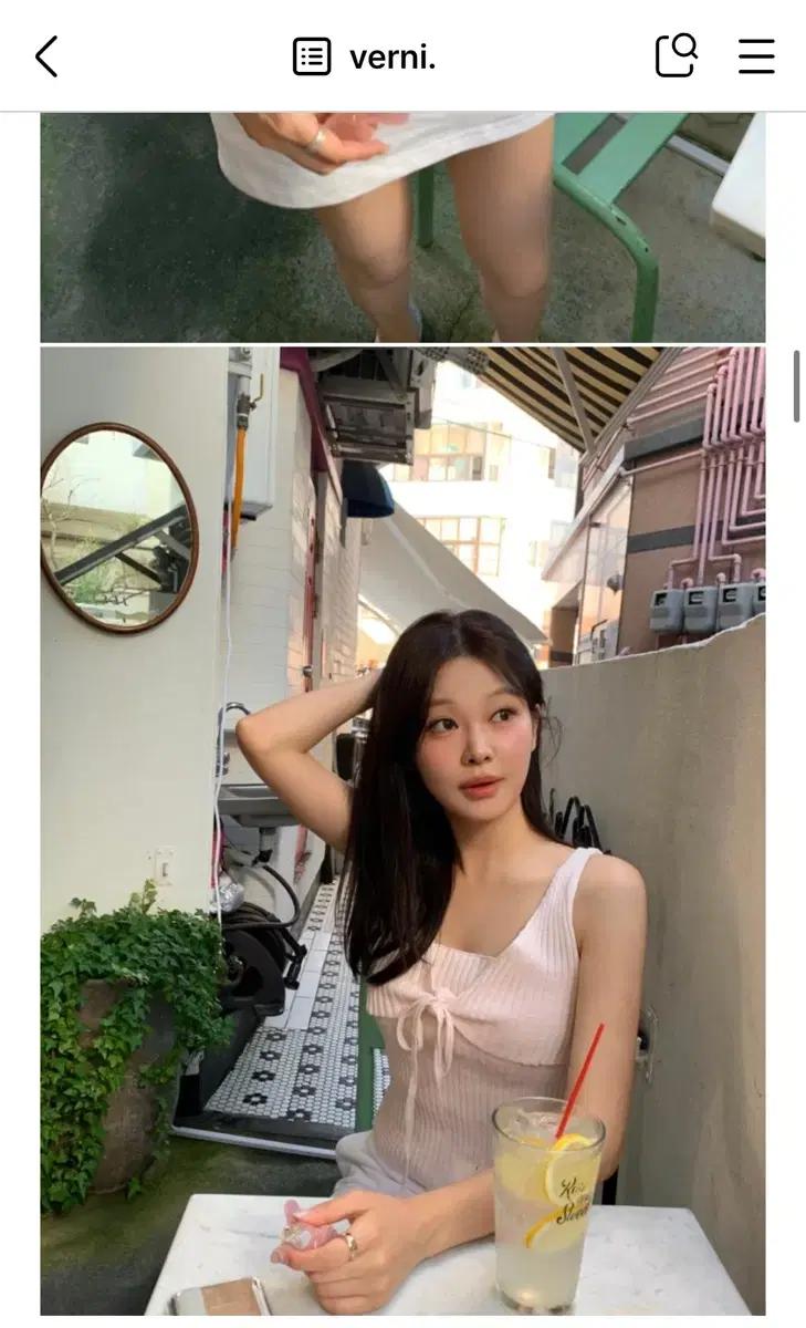 베르니verni roa knit 슬리브 핑크 새상품